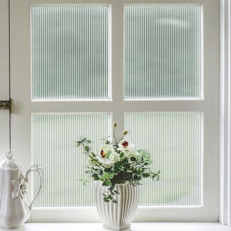 undefined Reeded Glass Window, Rain Glass Window, Hang Curtains High, Transitional Window Treatments, Indoor Shutters, Window Privacy Film, Traditional Curtains, Frosted Window, Frosted Window Film