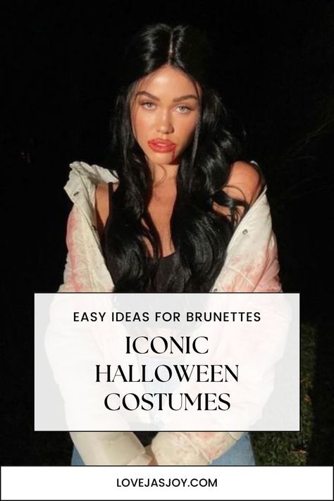 Halloween Costume Ideas Brunette Women Halloween Costumes, Brunette Woman Halloween Costume, Halloween Costume For Brunettes Woman, Brunette Hair Costume Ideas, Brunettes Halloween Costumes, Long Dark Hair Halloween Costume Ideas, Halloween Costume Brunette Women, Halloween Costumes For Dark Hair Women, Halloween For Brunettes