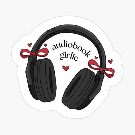 Get my art printed on awesome products. Support me at Redbubble #RBandME: https://www.redbubble.com/i/sticker/Audiobook-Girlie-Reader-With-Bow-Coquette-Book-Sticker-by-gomi-studio/162862883.EJUG5?asc=u Stickers About Books, Cute Art Stickers, Sticker Book Aesthetic, Kindle Book Stickers, Stickers Aesthetic Journal, Stickers Books Printable, Book Related Stickers, How To Print Stickers, Books Aesthetic Sticker