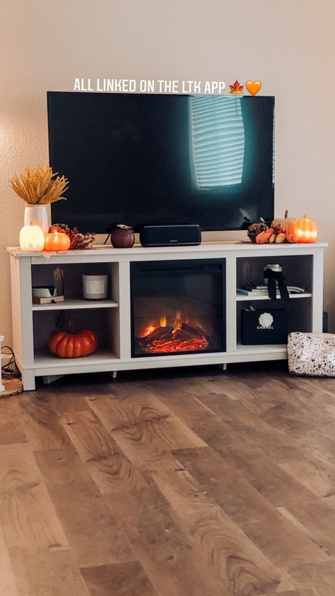 Fall Decor Ideas For Inside Home, Fall Tv Decor Tv Stands, Fall Home Decor Tv Stand, Fall Decor On Entertainment Center, Fall Decor Living Room Tv Stand, Fall House Decor Living Room, Autumn Tv Stand Decor, Halloween Decorations Tv Stand, Fall Living Room Decor Ideas