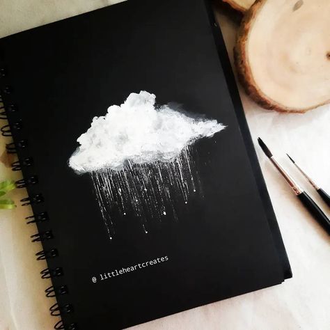 Black Sketchbook Cover Ideas, Black Sketchbook Drawing, Sketchbook Cover Art, Rain Sketch, Rain Drawing, Drawing Rain, Black Sketchbook, Notebook Sketches, Rain Painting