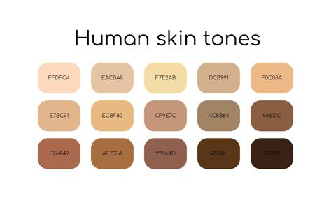 Skin Tones Palette, Skin Tone Chart, Skin Color Chart, Inspirational Reminders, Skin Palette, Human Skin Color, Color Theory Art, Hex Color Palette, Flat Icons Set