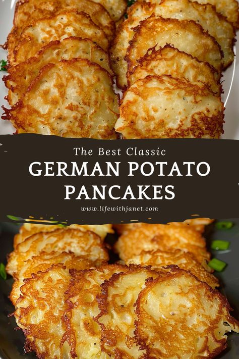 German Potato Cakes Recipe, Potato Pancake Appetizer, Old Fashioned Potato Cakes, Easy Comfort Recipes, Easy German Food Recipes, German Fried Potatoes Recipes, Stuffed Potato Pancakes, Easy German Side Dishes, Breakfast Tortillas Ideas