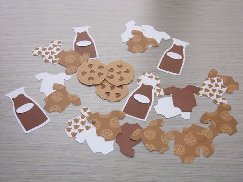 Confetti Cookies, Milk Baby, Cookies And Milk, Milk And Cookies, White Onesie, Milk N Cookies, Baby Milk, Baby Shower Cookies, Cut Outs