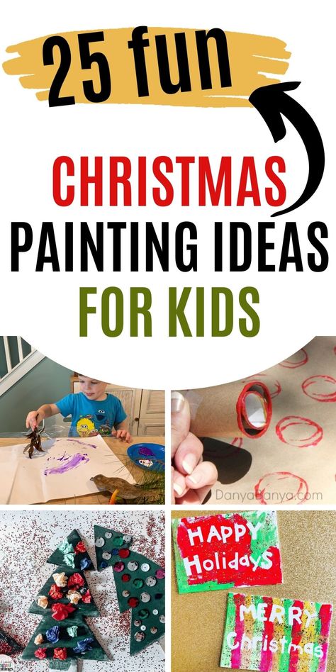 25 FUN CHRISTMAS PAINTING IDEAS FOR KIDS Christmas Painting With Toddlers, Christmas Painting Crafts For Toddlers, Diy Christmas Canvas Art Kids, Christmas Paintings For Toddlers, Xmas Canvas Paintings For Kids, Toddler Christmas Crafts Canvas, Toddler Christmas Painting Canvas, Christmas Canvas Art For Toddlers, Simple Christmas Paintings For Kids