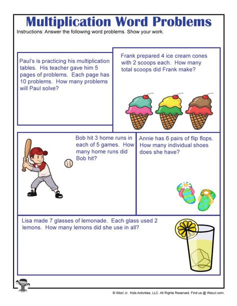 Summer Multiplication Word Problems for 3rd Grade | Woo! Jr. Kids Activities Multiplication Sums For Grade 3, Clue Words For Word Problems, Division Problems 3rd Grade, Multiplication Story Problems 3rd, 3rd Grade Math Worksheets Word Problems, Multiplication And Division Word Problems 3rd Grade, Multiplication Worksheets Word Problems, 3rd Grade Learning Activities, Story Problems 3rd Grade