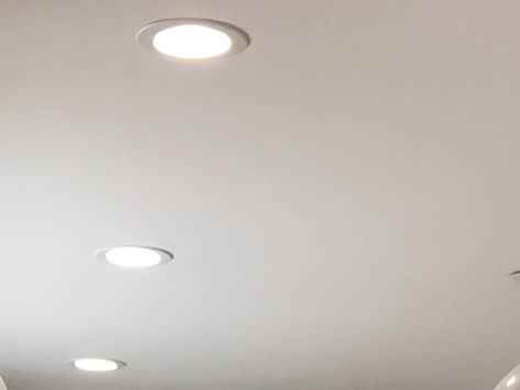 Small, recessed LED ceiling lights throughout - white square or round Small Circle Lights, Bedroom Lighting Ideas Ceiling Small Rooms, Led Kitchen Ceiling Lights, Down Lights Ceiling, Ceiling Downlights, Lighting 2023, Square Recessed Lighting, Contemporary Kitchen Island Lighting, Kitchen Recessed Lighting