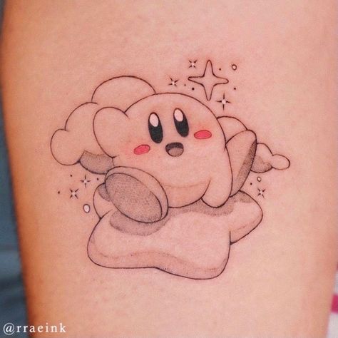 Rachel Song ✨ on Instagram: “Cute lil kirby cruising on a warp star for Gil’s first tat!! 💫⭐️✨ — done @yantstudio books closed for now!” Simple Kirby Tattoo, Tattoo Prompts, Kirby Tattoo, Nintendo Tattoo, Cute Kirby, Pikachu Tattoo, Sick Tattoo, Marvel Tattoos, Best Tattoo Ideas