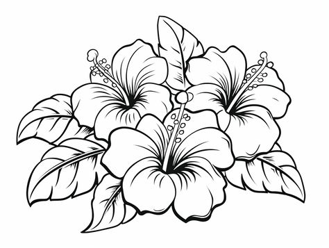 illustration of Hawaiian flower coloring wonder Flower Drawing Hawaiian, Hawaiian Coloring Pages Free Printable, Aloha Coloring Pages, Hawaiian Flower Coloring Pages, Tropical Flower Coloring Pages, Gems Drawing, Hawaii Coloring Pages Free Printable, Flores Plumeria, Hibiscus Art