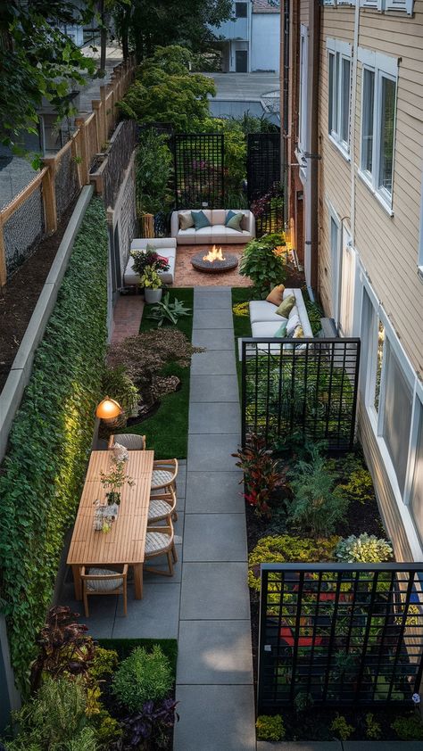 Narrow Side Yard Ideas💖💖 Cute Side Yard Ideas, Side Yard Landscape Design, Narrow Side Yard Garden, Landscape For Narrow Side Yard, Side Yard Ideas Narrow Between Houses Space, Side Patio Garden Ideas, Side Yard Landscape Ideas, Narrow Patio Design, Garden Along Side Of House