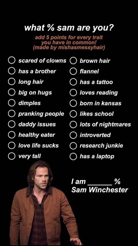 Supernatural Castiel Tattoo, Supernatural Username Ideas, Sam Winchester Wallpaper, Sam Winchester Aesthetic, Spn Tattoo, Supernatural Nails, Supernatural Birthday, Supernatural Party, Sam Supernatural