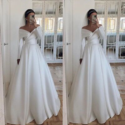 Long Sleeve Big Wedding Dress, Wedding Dresses With Added Sleeves, Inexpensive Wedding Dresses With Sleeves, Long Sleeve Wedding Dress Pregnant, Bodice Wedding Dress With Sleeves, Sleeved A Line Wedding Dress, Winter Wedding Dress With Veil, Modest Traditional Wedding Dress, Plus Size Flattering Wedding Dress