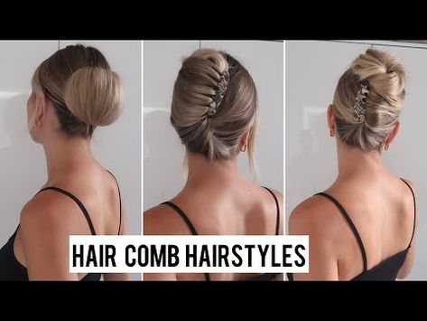 Hair Comb Hairstyles // How to use a hair comb - YouTube Hair Comb Tutorial, How To Use Hair Combs, Hair Comb Hairstyles Casual, French Comb Hairstyle, Hair Comb Styles, Hair Comb Hairstyles, French Comb, Comb Hairstyle, Voluminous Bun