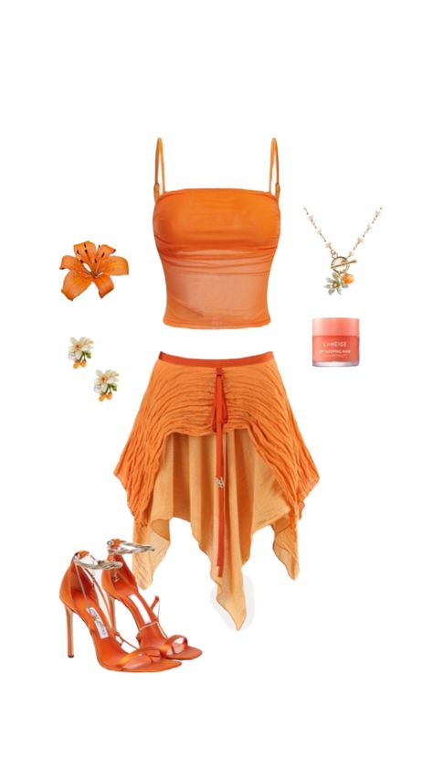 outfit inspo, orange oufit, fashion style, fashion inspiration, outfit idea, vintage fashion trend, coconut girl, tropical oufit Outfit Inspo Orange, Tropical Outfits, Tropical Girl, Tropical Outfit, Island Outfit, Tropical Fashion, Earthy Outfits, Orange Outfit, 2000s Fashion Outfits