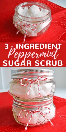 Christmas Crafts For Teachers, Christmas Sugar Scrubs, Sugar Scrub Diy Peppermint, Peppermint Sugar Scrub, Diy Body Scrub Recipes, Diy Sugar Scrub Recipe, Peppermint Sugar Scrubs, Body Scrub Recipe, Sugar Scrub Homemade