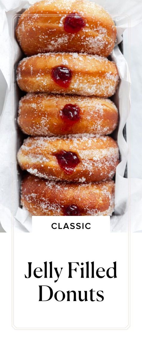 Easy Jelly Filled Donuts Recipe, Powered Donuts Recipes, Jelly Filled Donut Holes, Easy Jelly Donut Recipe, Homemade Jelly Filled Donuts Recipe, The Best Donut Recipes, Bismarck Donut Recipe, Powdered Jelly Donut, Best Homemade Donuts Ever