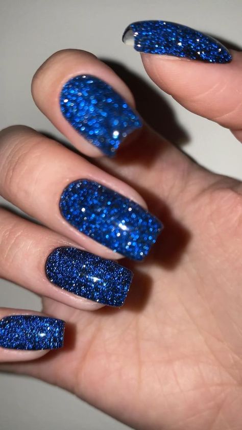 Sapphire Nails, Blue Prom Nails, Blue Christmas Nails, Blue And Silver Nails, Hoco Nails, Purple Glitter Nails, Blue Gel Nails, Royal Blue Nails, Blue Glitter Nails