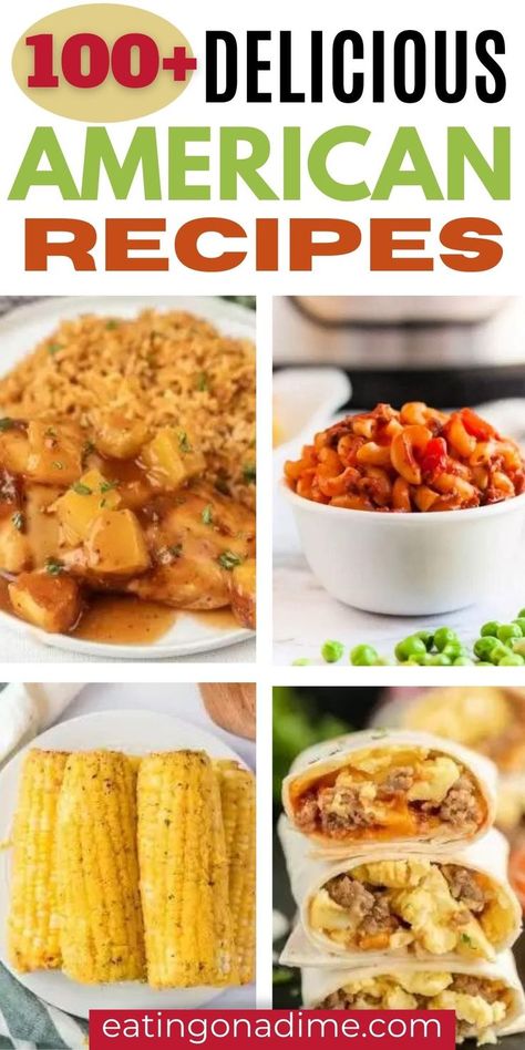 American Lunch Recipes, American Home Cooked Meals, American Food Dinner Ideas, American Waffles Recipe, All American Meals, American Dishes Classic, American Classic Recipes, Command Cooking Recipes, American Meals Traditional