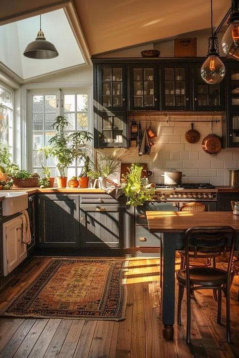 Black Kitchen With Pops Of Color, Creole Cottage Kitchen, House Interior Pop Of Color, House Design Colorful, Modern Home With Color, Home With Personality, Colorful Farmhouse Interior, Colorful Interiors Kitchen, Moody Bright Kitchen