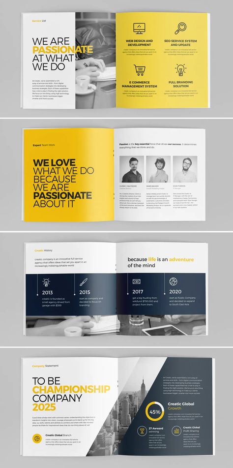 Corporate Booklet Design Layout, Business Brochure Template, Brochure Design 4 Pages, 2 Page Brochure Design, Square Page Layout Design, Brochure For Business, Business Brochure Design Layout, Brochure Page Design, Brochure Design Corporate