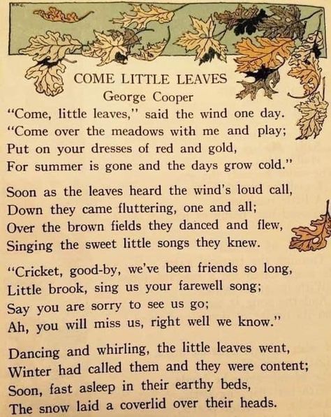 George Cooper, Autumn Poetry, Autumn Poems, Fall Cards Handmade, Childrens Poetry, Fall Lessons, Commonplace Book, Autumn Quotes, Literary Quotes