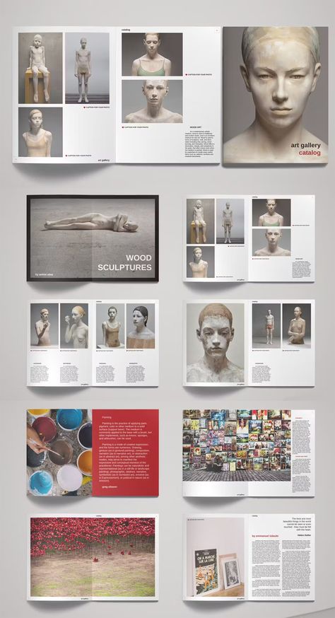 Art Gallery Exhibition Catalog Template InDesign Art Gallery Brochure Design, Exhibition Art Gallery, Art Catalogue Layout, Fine Art Portfolio Layout, Art Exhibition Brochure Design, Art Portfolio Template, Exhibition Book Design, Exhibition Catalogue Design Layout, Gallery Layout Design