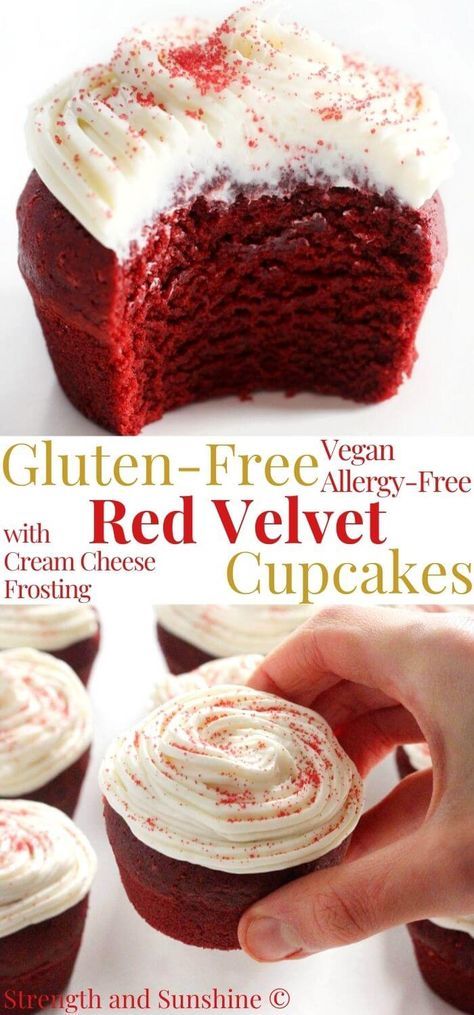 Best Dairy Free Dessert Recipes, Allergen Free Cupcakes, Gluten Free Dairy Free Red Velvet Cupcakes, Vegan Gluten Free Red Velvet Cake, Allergy Free Dessert Recipes, Glutton And Dairy Free Recipes, Gf Red Velvet Cupcakes, Allergy Free Cupcakes, Cupcake Recipes Dairy Free