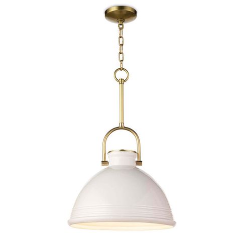 Holcomb Oversized Pendant - Shades of Light Coastal Bungalow, Ceramic Bell, Greenwich Ct, Drum Pendant, Coastal Interiors, Ceramic Pendant, Brass Accents, Pendant Chandelier, Lantern Lights