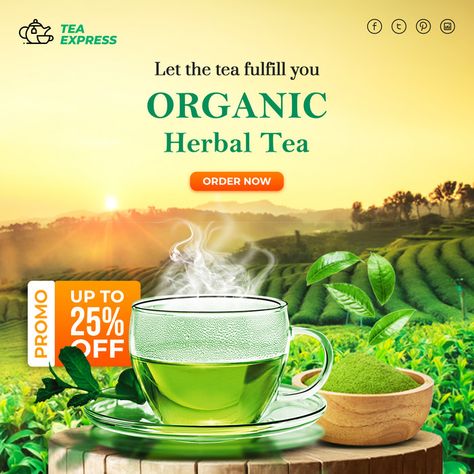 Organic Green Tea Social Media Instagram Poste template Design#pikbest#templates Tea Post Instagram, Green Tea Creative Ads, Herbal Tea Label Design, Tea Creative Post, Green Social Media Design, Tea Social Media Design, Tea Banner Design, Photoshop Product Design, Organic Product Design