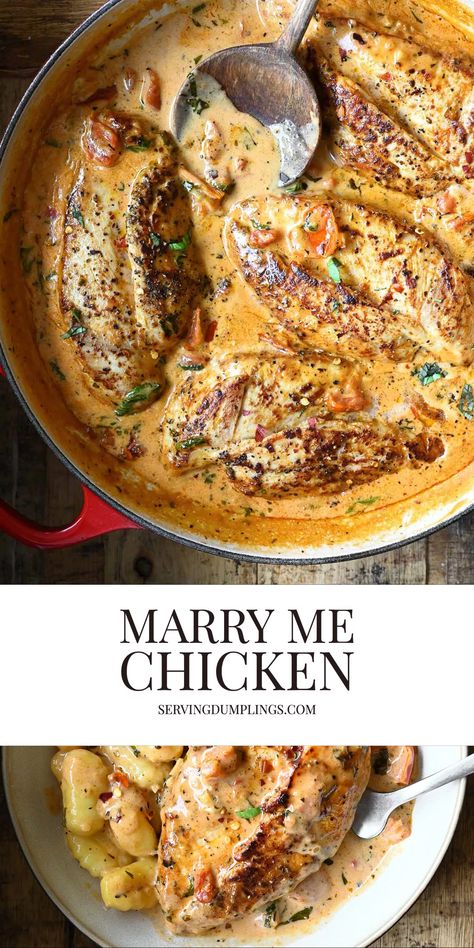 Serving Dumplings, Sun Dried Tomato Sauce, Chicken Garlic, Marry Me Chicken, Tasty Meat, Semi Homemade, Lost 100 Pounds, Easy Chicken Dinner Recipes, Chicken Dips