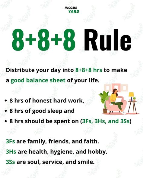 The 8+8+8 Rule, 8 8 8 Rule, Personal Improvement Plan, Best Self Help Books, Vie Motivation, Personal Improvement, Positive Quotes For Life Motivation, Books For Self Improvement, Skills To Learn