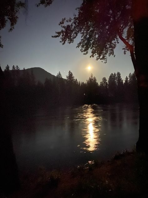 River Night Aesthetic, Moon Reflection On Water Painting, Night Time Landscape, Glowing River, Moonlight On The River, Moonlight Beauty, Nighttime Landscape, Nature At Night, Moonlight Aesthetic