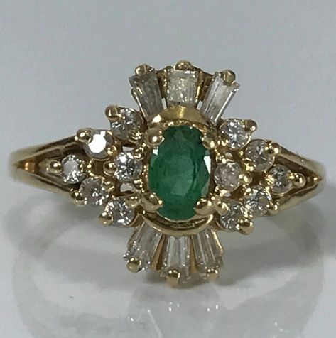 Gemstone Engagement Rings Vintage, Antique Emerald Engagement Ring, Antique Emerald Ring, Emerald Engagement Ring Green, Vintage Emerald Engagement Ring, Art Deco Emerald, Art Deco Emerald Ring, Vintage Gold Engagement Rings, Emerald Ring Vintage