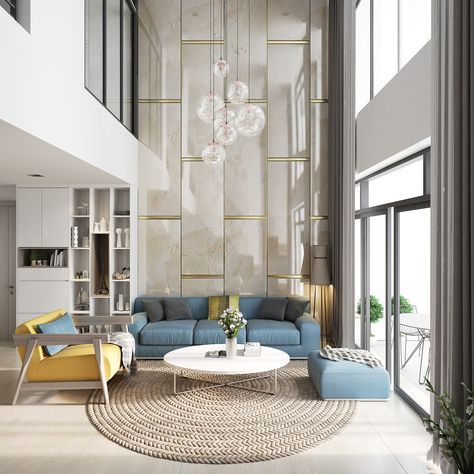 Are you wondering about how you could launch your living room to the top rung of the trend ladder? What about removing the ceiling and creating a double height Double Height Living Room, Asma Kat, High Ceiling Living Room, Tall Windows, Interior Design Per La Casa, Condo Design, Double Height, Luxury Living Room Design, Design Del Prodotto