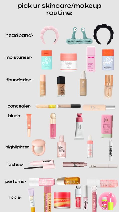 make your own skincare/makeup routine #preppy #beauty #skincare #makeup #lippies #perfume Makeup Routine Preppy, Skin Prep For Makeup, Make Your Own Skincare, Ulta Shopping, Popular Makeup Products, Skincare And Makeup Routine, Facial Massage Roller, Trending Skincare, Preppy Vibes