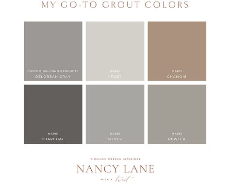 My Favorite Go-To Grout Colors Grout Colors For Grey Tile, Delorean Gray Grout, Mapei Grout Colors, Grey Tile Grout, Tile Grout Color, Mapei Grout, Grout Colors, Grey Grout, 2024 Ideas