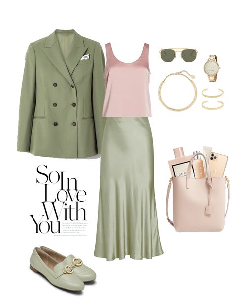 Green Aesthetic Fashion, Cream Skirt Outfit, Green And Pink Outfit, Gucci Bloom Perfume, Bloom Perfume, Green Silk Skirt, Outfit Ideas For Date, Desired Wardrobe, Gucci Outfit