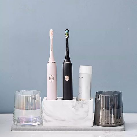 Amazon.com: Diatomite Electric Toothbrush Holders for Bathrooms, Fast Dry Stone Drying Tray Toothpaste Holders, Instant Dry Sink Organizer Water Absorbing Bathroom Accessories Countertop Storage : Home & Kitchen Bathroom Decor Toothbrush, Sonicare Toothbrush Storage, Bathroom Skin Care Organization, Toothpaste Holder Ideas, Toothbrush Organization Ideas, Toothpaste Storage Ideas, Electric Toothbrush Aesthetic, Electric Toothbrush Storage Hidden, Toothbrush Storage Ideas