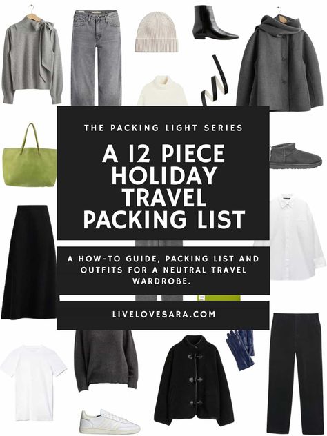 It felt like it was time to put together a holiday packing list because it has been a while. These were regular posts of mine, but there was a shift from travel to building personal style and wardrobes that took place that felt was the right direction. Packing Capsule, Packing List Winter, Winter Vacation Packing, Winter Capsule Wardrobe Travel, Winter Trip Packing List, Winter Travel Wardrobe, Winter Travel Packing, Fall Packing List, Holiday Packing List