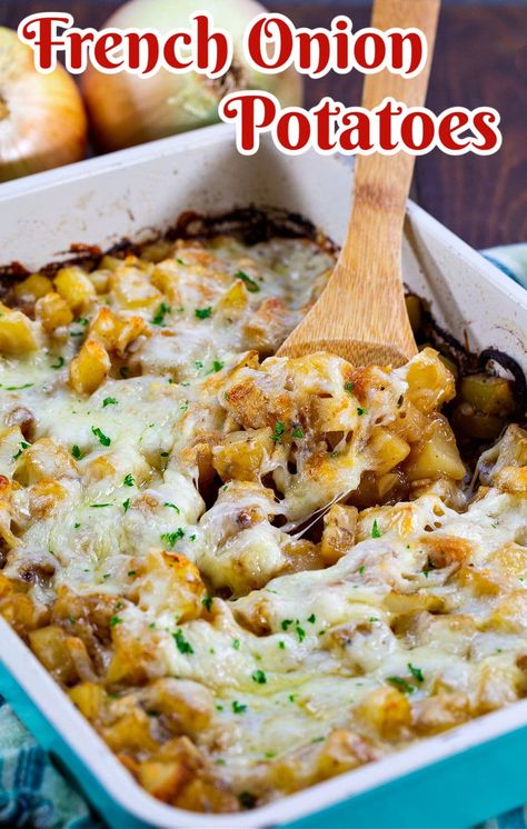 French Onion Potatoes And Gruyere, French Onion Soup Potato Bake, Recipes Using French Onion Dip, French Onion Soup Mix Potatoes, Lipton Soup Potatoes, Recipes With Potatoes And Onions, French Onion Roasted Potatoes, Potatoe And Onion Recipes, French Onion Potatoes Lipton