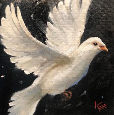 Dove Painting Aesthetic, Famous Bird Paintings, Dove Peace Art, Dove Acrylic Painting, Dove Artwork Painting, Painting Of Doves, Dove Of Peace Art, Dove Drawing Reference, Dove Oil Painting