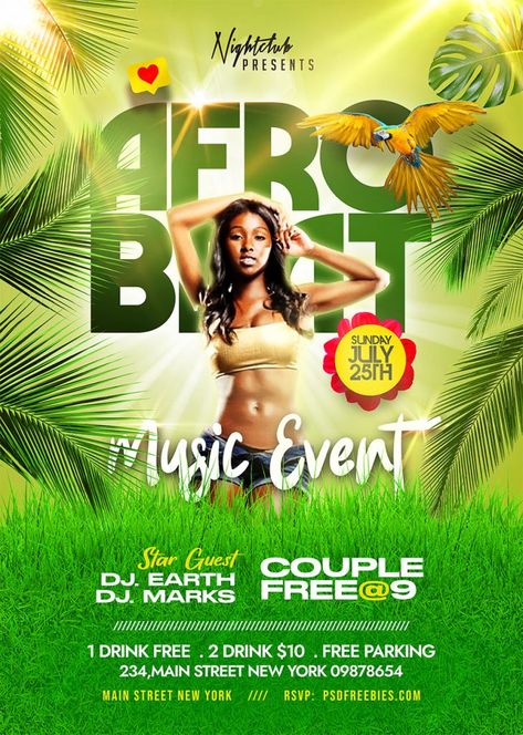 Afro Beat Event Party Flyer PSD Template – PSDFreebies.com Template For Event Poster, Events Flyer Design, Party Flyers Design, Party Flyer Design Backgrounds, Party Flyer Backgrounds, Social Advertising Design, Free Psd Poster, Event Poster Design Inspiration, Event Flyer Design