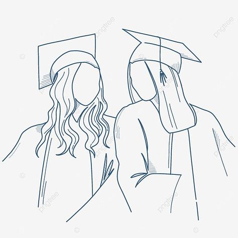 Line Art Best Friend, Graduation Line Art, Graduation Drawing, Friend Drawing, Graduate College, Friends Sketch, Graduation Art, Best Friend Drawings, Friends Illustration