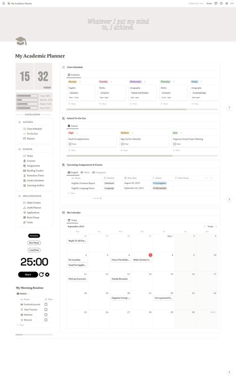 Notion Template Student Planner Notion Aesthetic Academic Planner College Student Notion Dashboard Archive Organization, Notion Study Planner, Planner College Student, Notion Template Ideas Aesthetic, Notion Study, Notion Weekly, Notion Organization, Notion Habit Tracker, Pink Notion