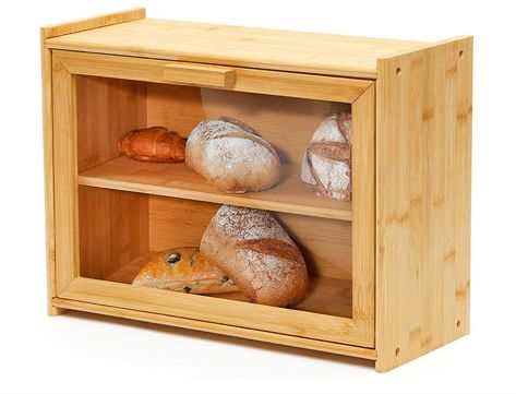 Bedroom Snack Storage, Rustic Bread Boxes, Bread Holder, Wooden Bread Box, Bread Container, Kabinet Dapur, Rustic Bread, Box Bedroom, Bread Storage