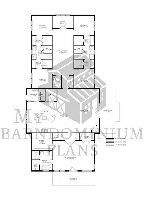 Barndominium Ideas 5 Bedroom One Story, Kentucky Homestead, 6 Bedroom Barndominium Floor Plans, Tennessee Barndominium, 5 Bedroom Barndominium Floor Plans, 5 Bedroom House Floor Plan, 40x60 Pole Barn House Plans, Barndo Plans, Inspirational Architecture