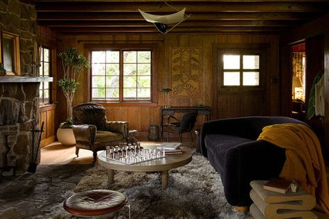 Timothy Sumer - Photography Cozy living room in Swiss chalet built by Myron Hunt in 1906.... Chalet Design, Swiss Chalet, Hm Home, Ace Hotel, Colourful Living Room, Ski Chalet, Living Room Decor Ideas, Wes Anderson, Room Decor Ideas