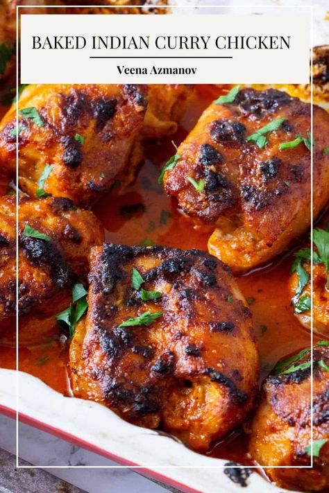 Chicken Legs In Air Fryer, Chicken Thighs Crockpot, Baked Curry Chicken, Chicken Thighs In Oven, Curry Chicken Thighs, Curried Chicken, Indian Chicken Recipes, Roasted Chicken Thighs, Chicken Thigh Recipes Baked