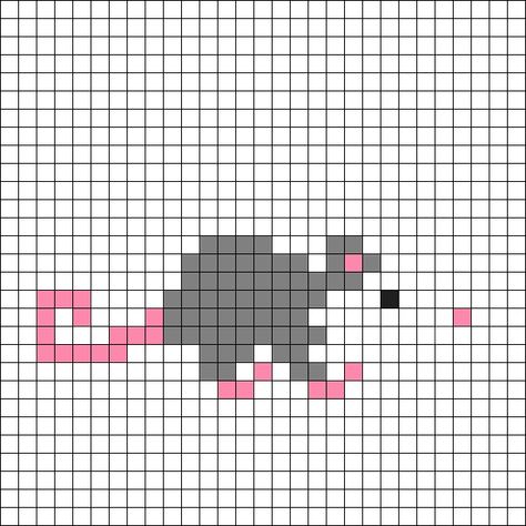 Possum Perler Beads, Opossum Perler Beads, Possum Alpha Pattern, Opossum Pixel Art, Possum Cross Stitch Patterns, Possum Pixel Art, Possum Perler Bead Pattern, Beaded Possum, Opossum Craft