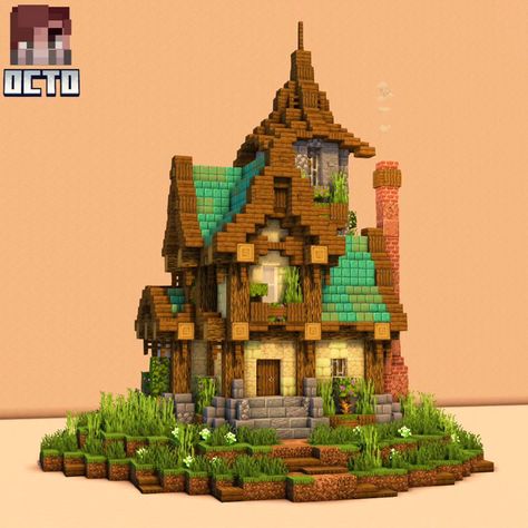 Tiny Starter House Minecraft, Tiny House Minecraft Ideas, Build Inspo Minecraft, Gray Sun Minecraft, Fantasy Minecraft Starter House, Medieval Starter House Minecraft, Cute Starter House Minecraft, Better Minecraft House, Minecraft Blue Roof